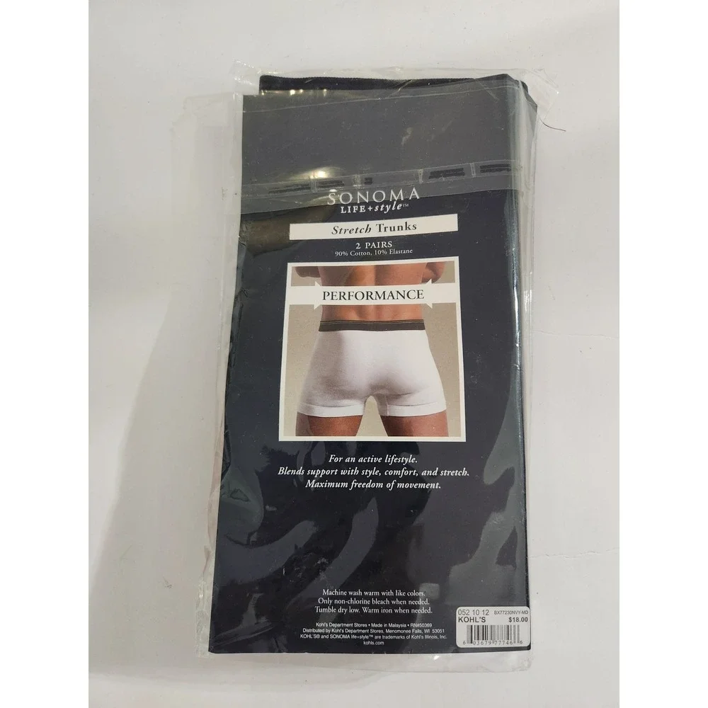 Sonoma Stretch Trunks Navy‎ Red Performance Cotton Blend 2 Pack Size Medium